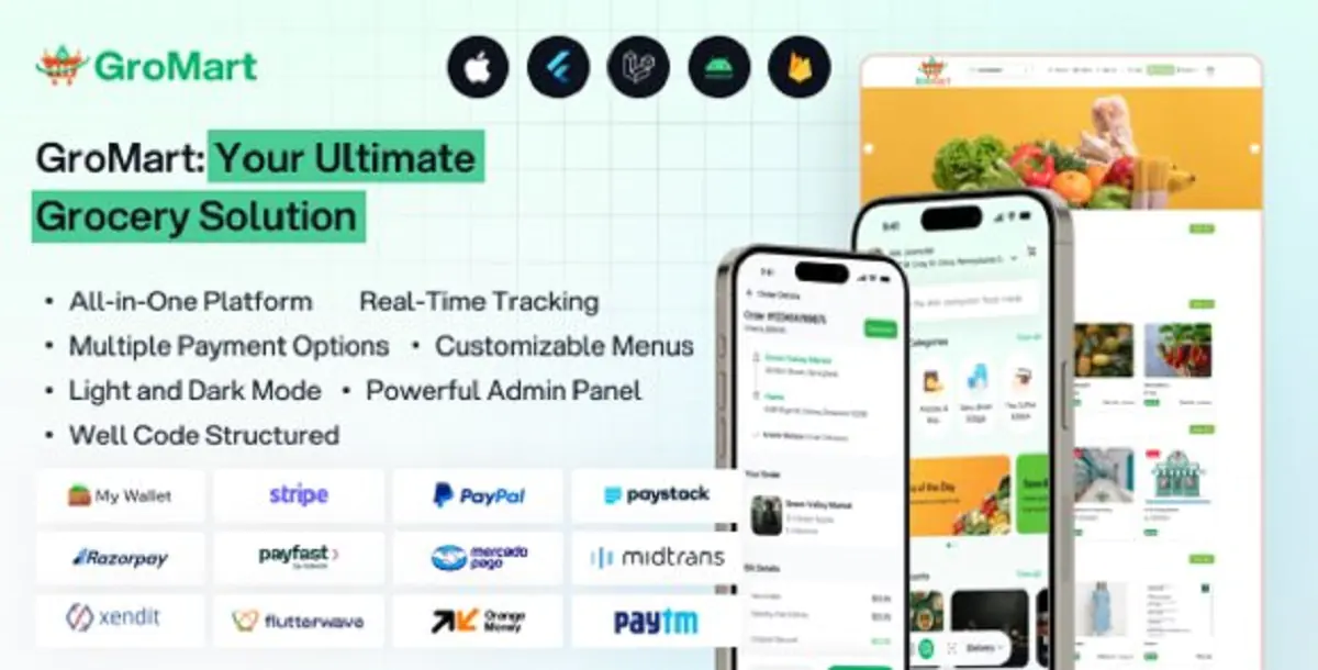 GroMart | Grocery Store App | Grocery Delivery | Multivendor Grocery Flutter App with AI Assistant