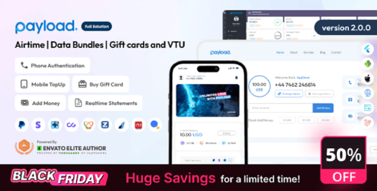 PayLoad - Airtime | Data Bundles | Gift cards and VTU Full Solution