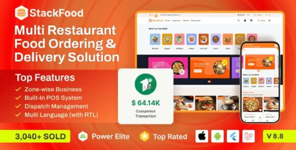 StackFood Multi Restaurant - Food Delivery App with Laravel Admin and Restaurant Panel
